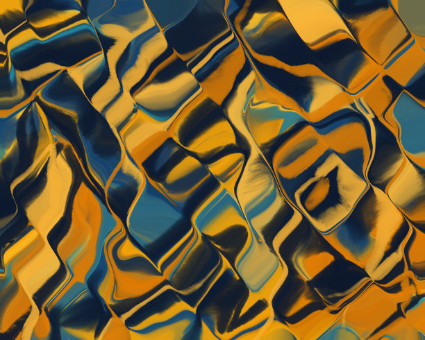 流体艺术抽象纹理。装饰凌乱的橙色和蓝色背景图片下载