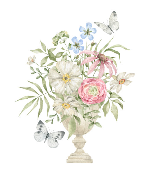 水彩画花瓶里的花图片下载