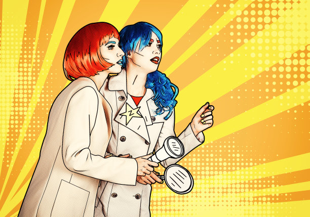 女侦探调查犯罪。年轻女性在漫画流行艺术化妆风格。图片下载