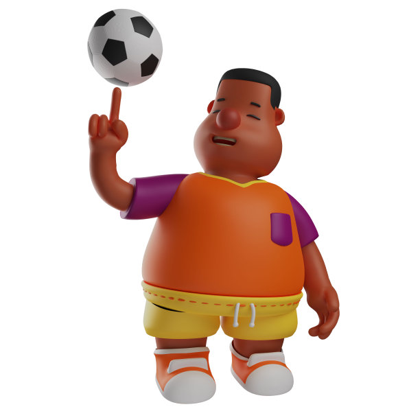 奇妙的3D大男孩卡通人物用一个手指旋转足球图片下载