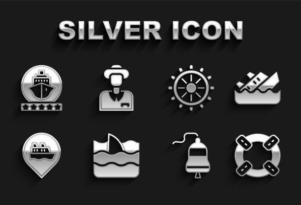 在海浪沉没的游轮上设置鱼翅图片下载