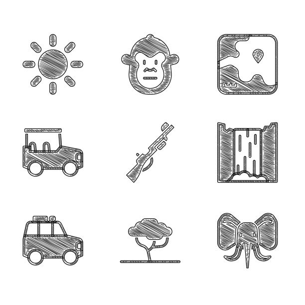 设置猎枪非洲树象瀑布图片下载