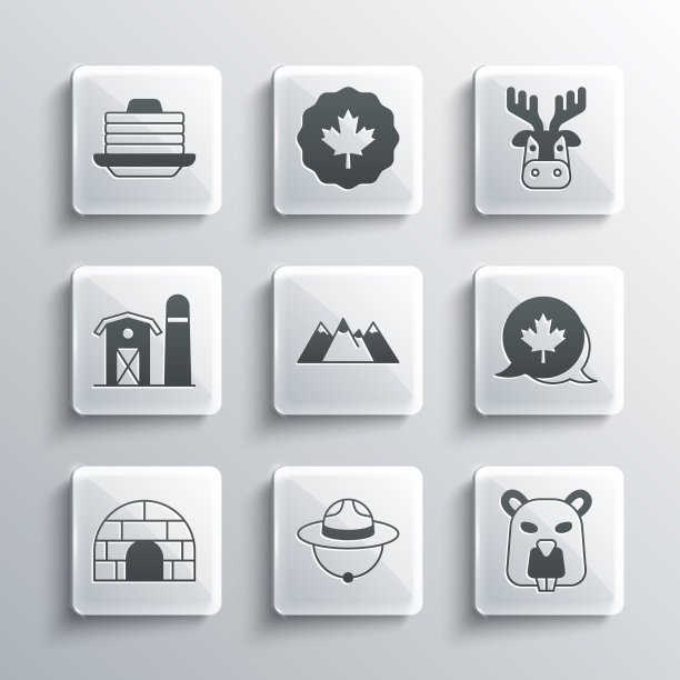 设置加拿大游骑兵帽海狸动物枫叶图片下载