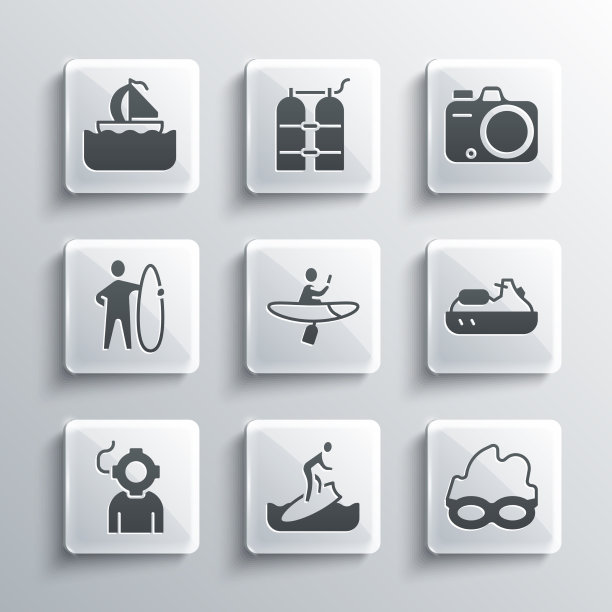 为水上摩托艇设置冲浪板眼镜图片下载