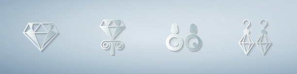 镶嵌钻石耳钉和纸耳环图片下载