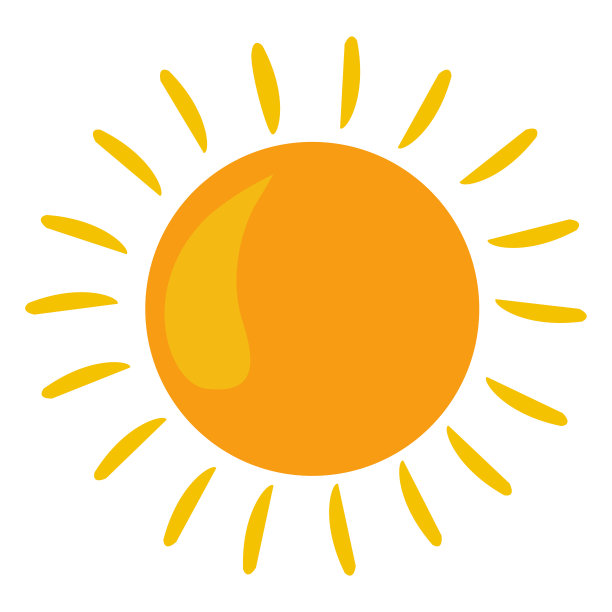 黄色太阳与射线矢量插图元素。图片下载
