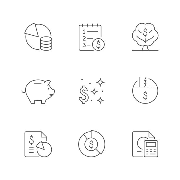 设定预算的线条轮廓图标图片下载