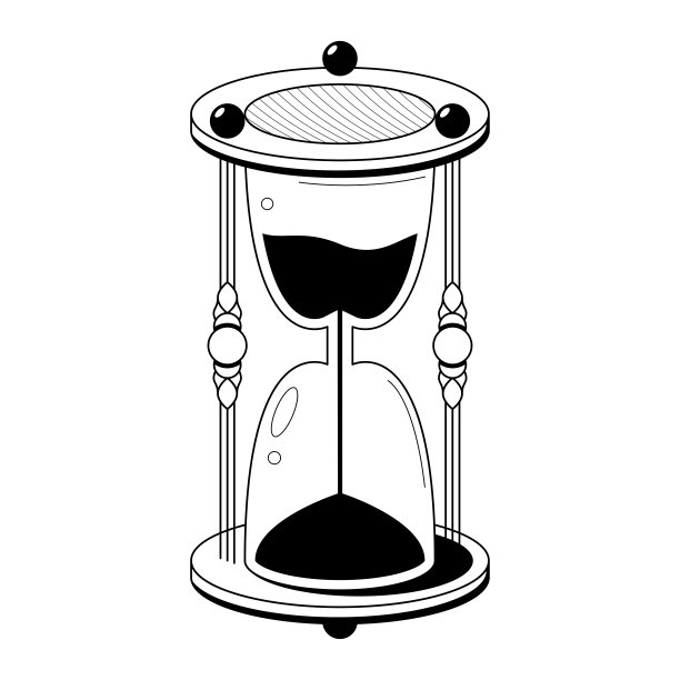 抽象手绘沙漏时钟沙子与沙子涂鸦概念向量设计轮廓风格在白色背景孤立轮廓图片下载