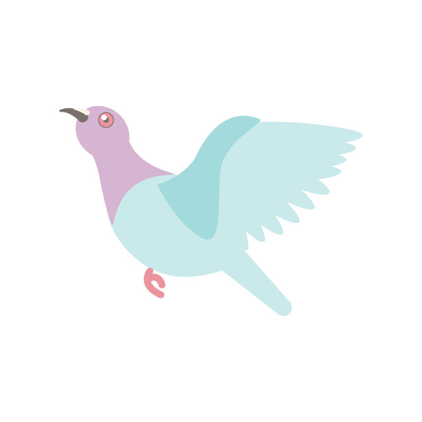 蓝色飞翔，鸟在一个平坦的风格图片下载