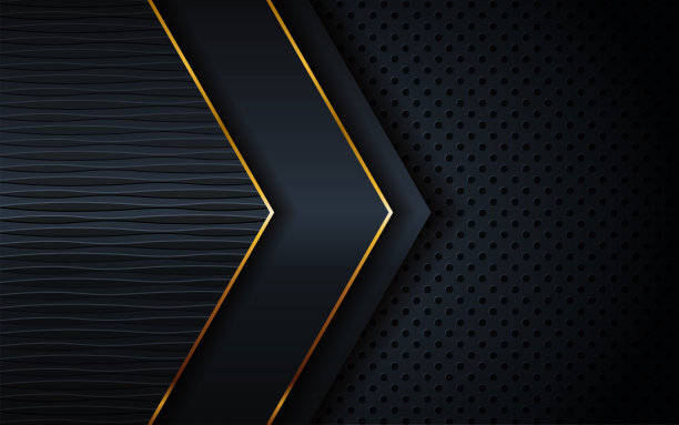 摘要优雅的深蓝色海军蓝结合金色线条背景。奢华的黑色纸上重叠的黄金结合概念设计。矢量图图片下载