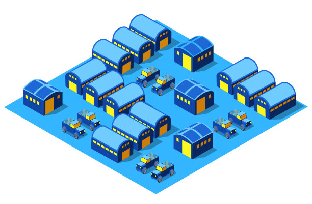 夜市仓库工厂卡车背景3D插图图片下载