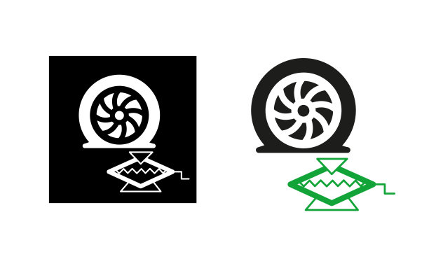 汽车和轮胎去除图标。轮胎爆炸图标。剪影和线性原标志。图片下载