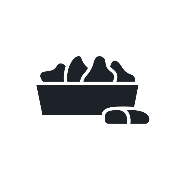 鸡块图标。快餐孤立向量剪影图片下载