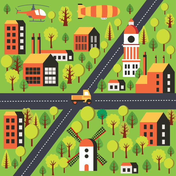 从上面俯瞰是一幅城市地图图片下载