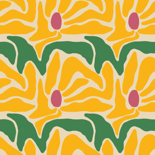 带叶子的黄色花卉图案图片下载