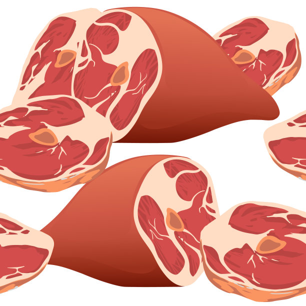 无缝图案切片火腿片矢量插图在白色背景图片下载