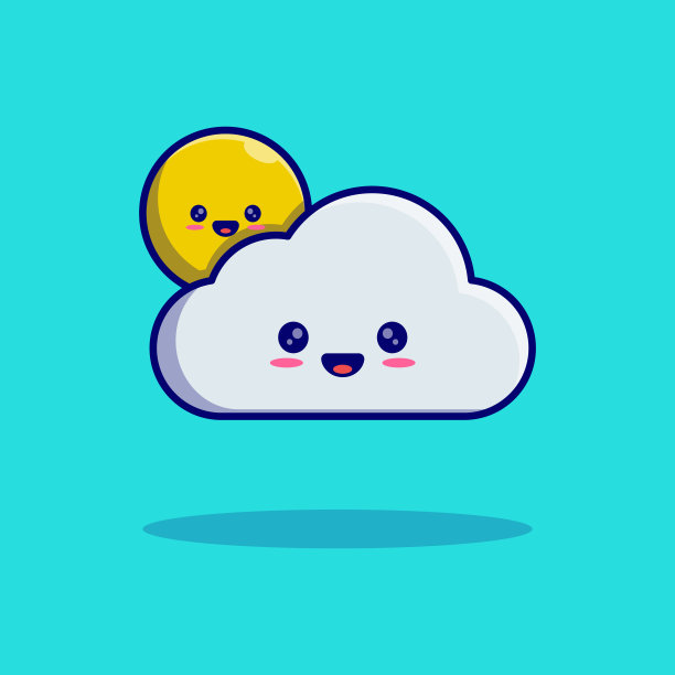 可爱的云和太阳人物吉祥物矢量插图设计图片下载