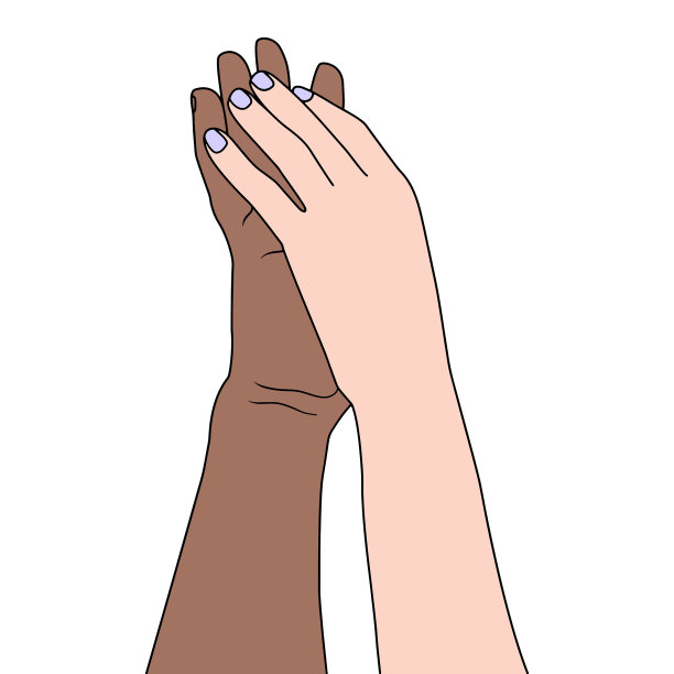 白色的手在黑色的手上——扁平的手画两个图片下载