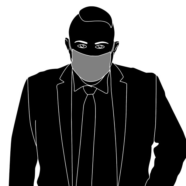 精力充沛的商人穿着西装，带着面具图片下载