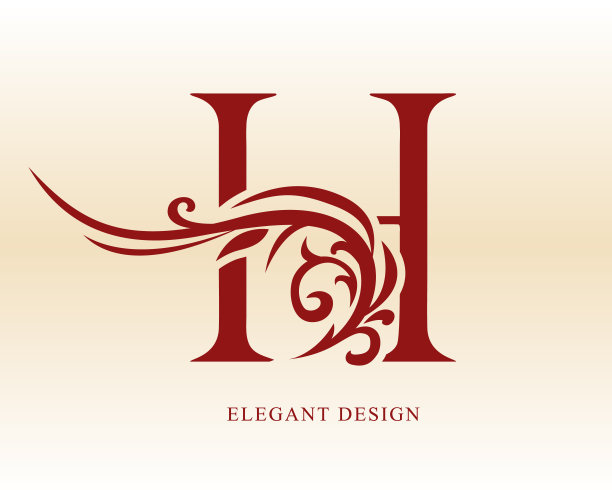 优雅的字母h。精制线。复古艺术标志模板。创意设计。徽章的名片，徽章，标签，精品品牌，酒店，餐厅，纹章。矢量图图片下载