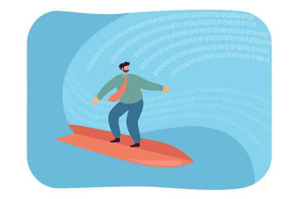 商人在数字浪潮上冲浪图片下载