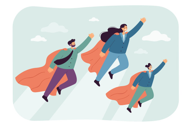 卡通家庭的超级英雄飞行图片下载