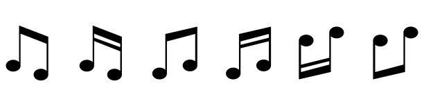 音乐笔记图标设置。黑色音符符号在白色背景-股票向量。图片下载