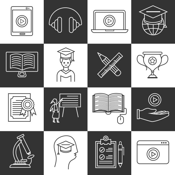 在线学习矢量线图标集图片下载