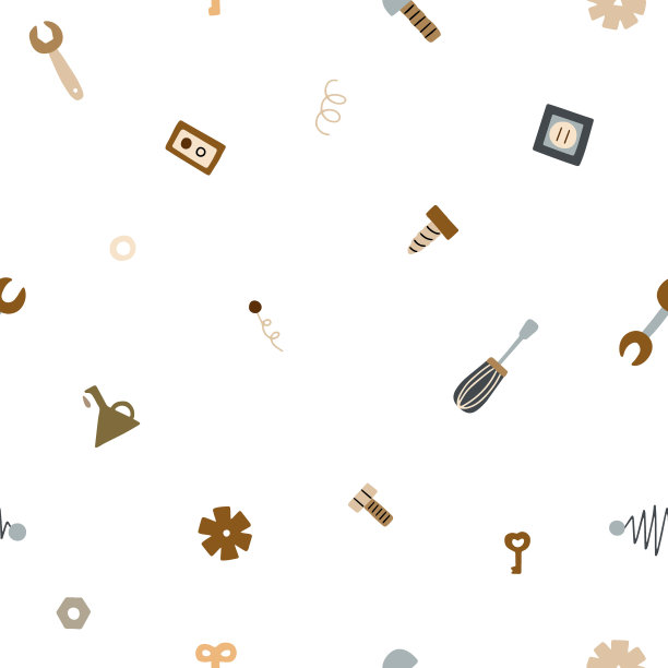 模式与细节和工具创建机器人。可爱的矢量插图孤立在白色背景婴儿纺织品和儿童房间装饰图片下载