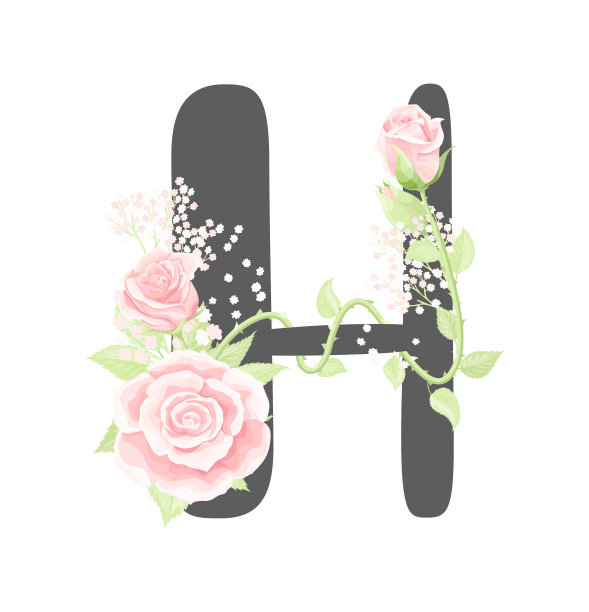 花字母字母h与粉红色奶油图片下载