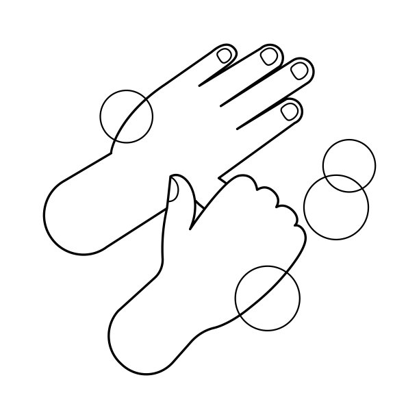 手洗用肥皂泡沫，手洗轮廓，手洗卡通艺术线条可爱的上色工作表图片下载