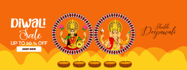 神象和女神拉克西米的排灯节图片下载