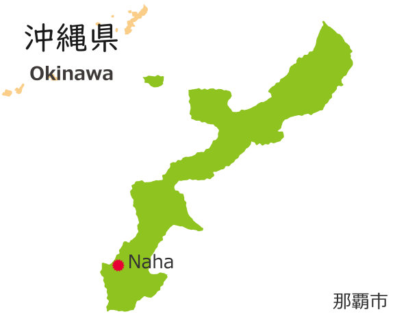 冲绳县和各知县首府，手绘风格的可爱地图图片下载