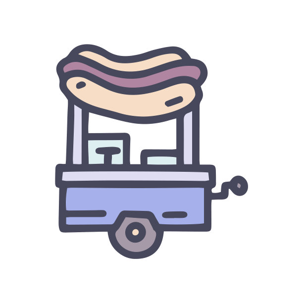 热狗交易推车颜色涂鸦简单的图标图片下载