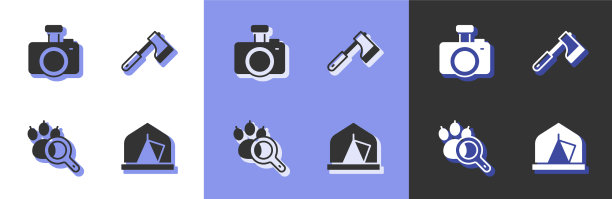 设置旅游帐篷，摄影相机，爪子搜索和图片下载