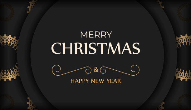 黑色圣诞快乐传单模板与图片下载