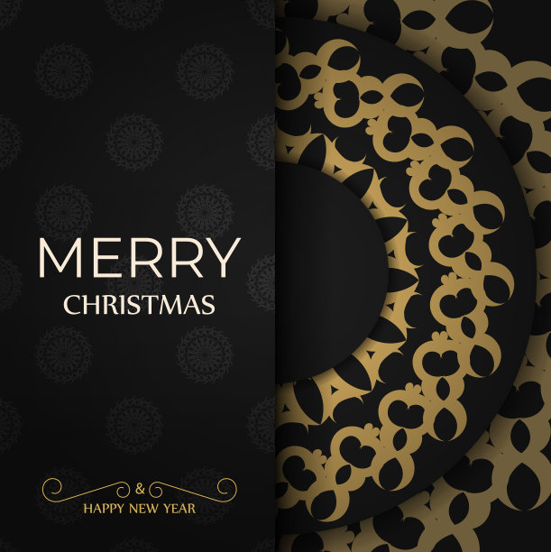 宣传册黑色圣诞快乐，新年快乐图片下载