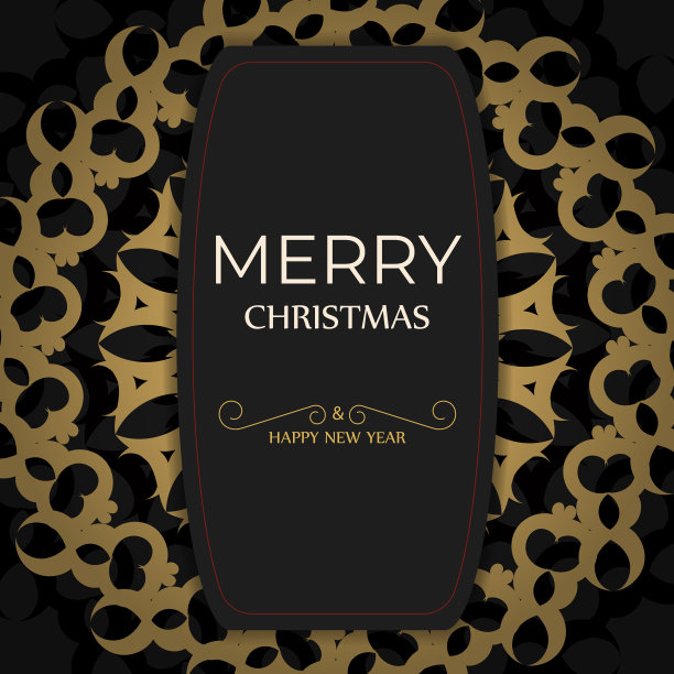 黑色圣诞快乐宣传册配上豪华橘色图片下载