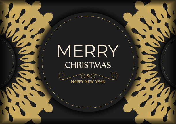 黑色圣诞快乐贺卡模板图片下载