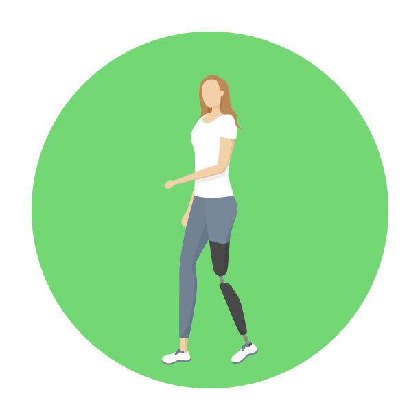 一个装了假肢的女人。矢量插图。图片下载