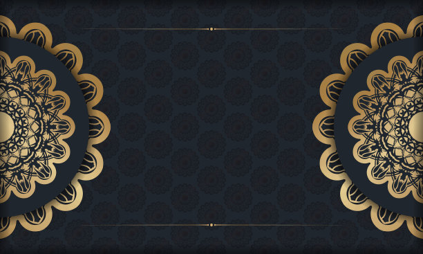 黑色横幅与复古的黄金图案和空间图片下载