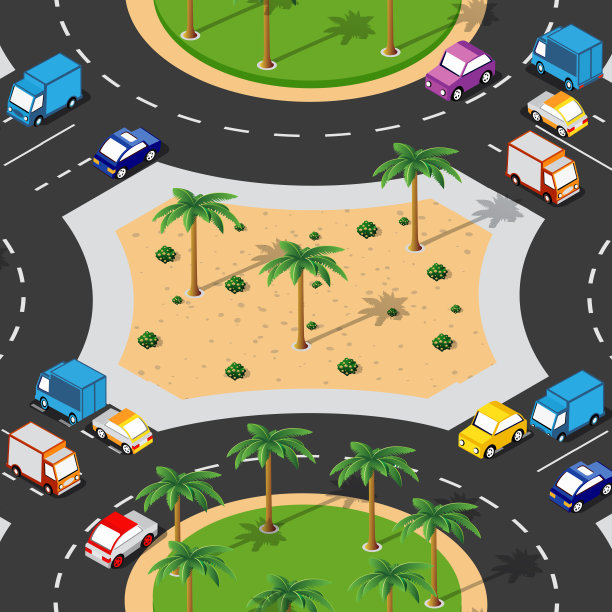 带交通的等距城市地图环境信息图集图片下载