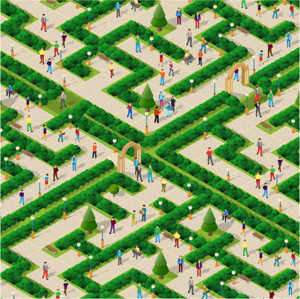 城市公园有树木和人们散步度假的生活方式图片下载