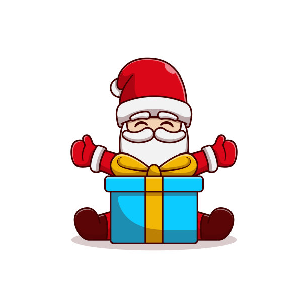 圣诞老人矢量插图设计坐着持有圣诞礼物图片下载