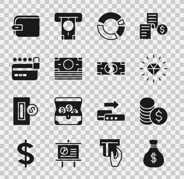 设置钱袋硬币钱与美元钻石图片下载