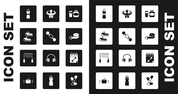 设置运动营养哑铃运动鞋瓶图片下载