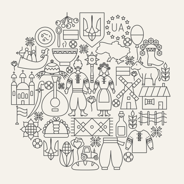 乌克兰线图标圈图片下载