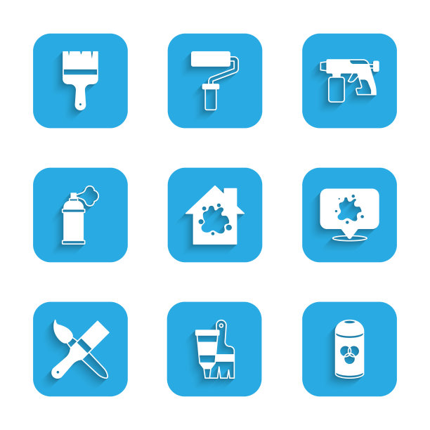 设置用油漆和刷子涂房子管图片下载