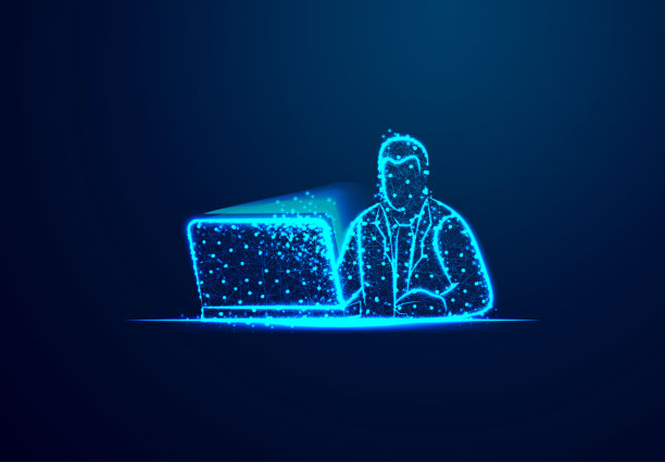 商人从线条、三角形和粒子风格设计计算机图标图片下载