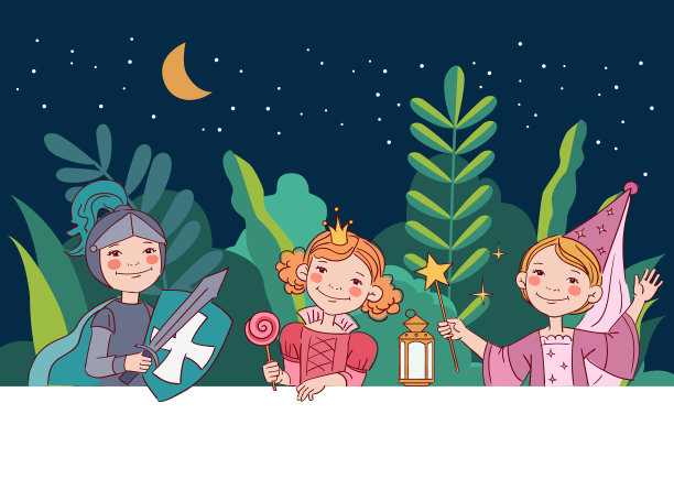 穿着狂欢节服装的可爱孩子们。矢量图图片下载